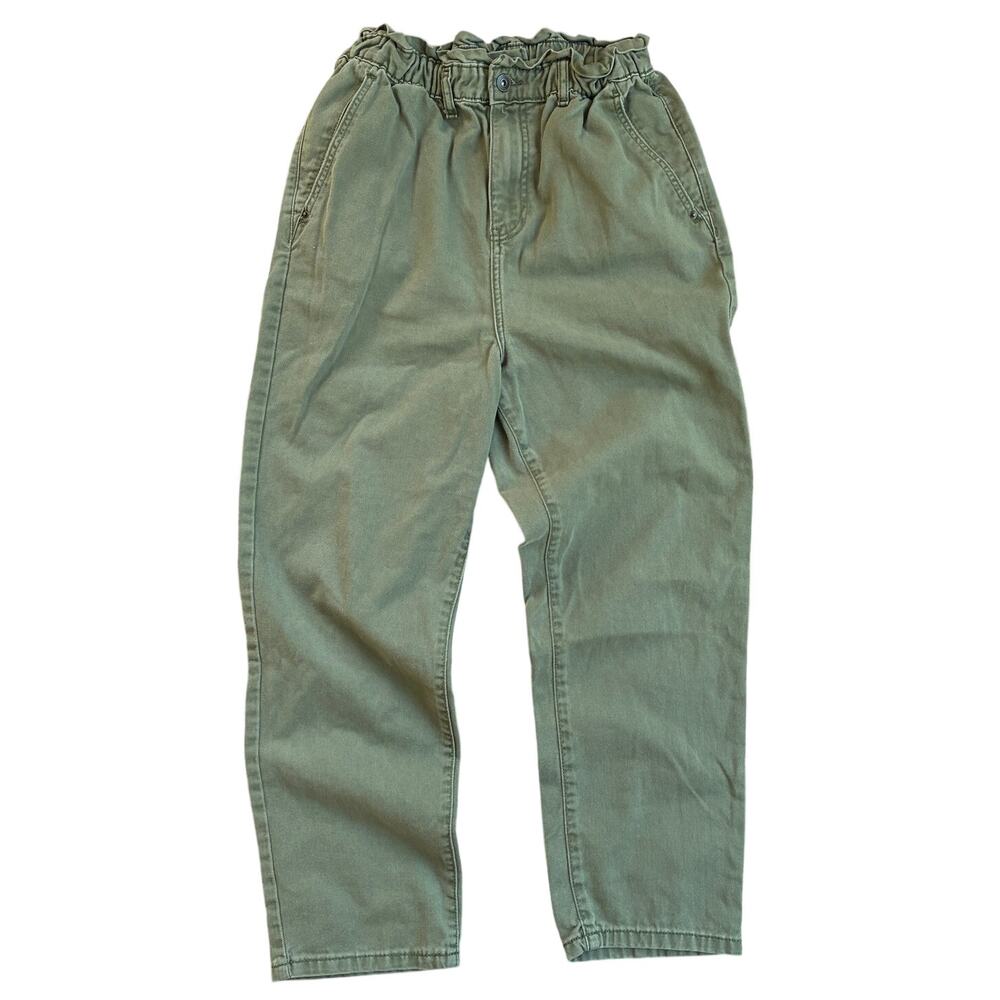 7For All Mankind Military Green Elastic Waist High Rise Straight Leg Jeans Sz 30